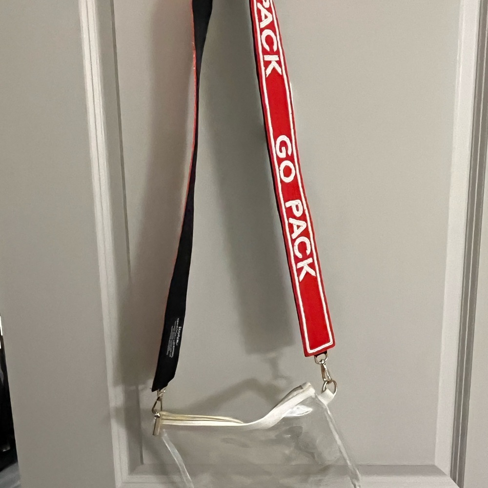 Ncsu nc state Clear Crossbody Bag with Red beaded go pack Strap